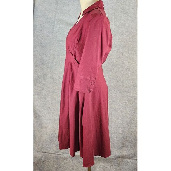 Miusol Dress Women Medium Retro Fit & Flare Blood Red Vampire Glam Classic Ruche - Picture 10 of 16